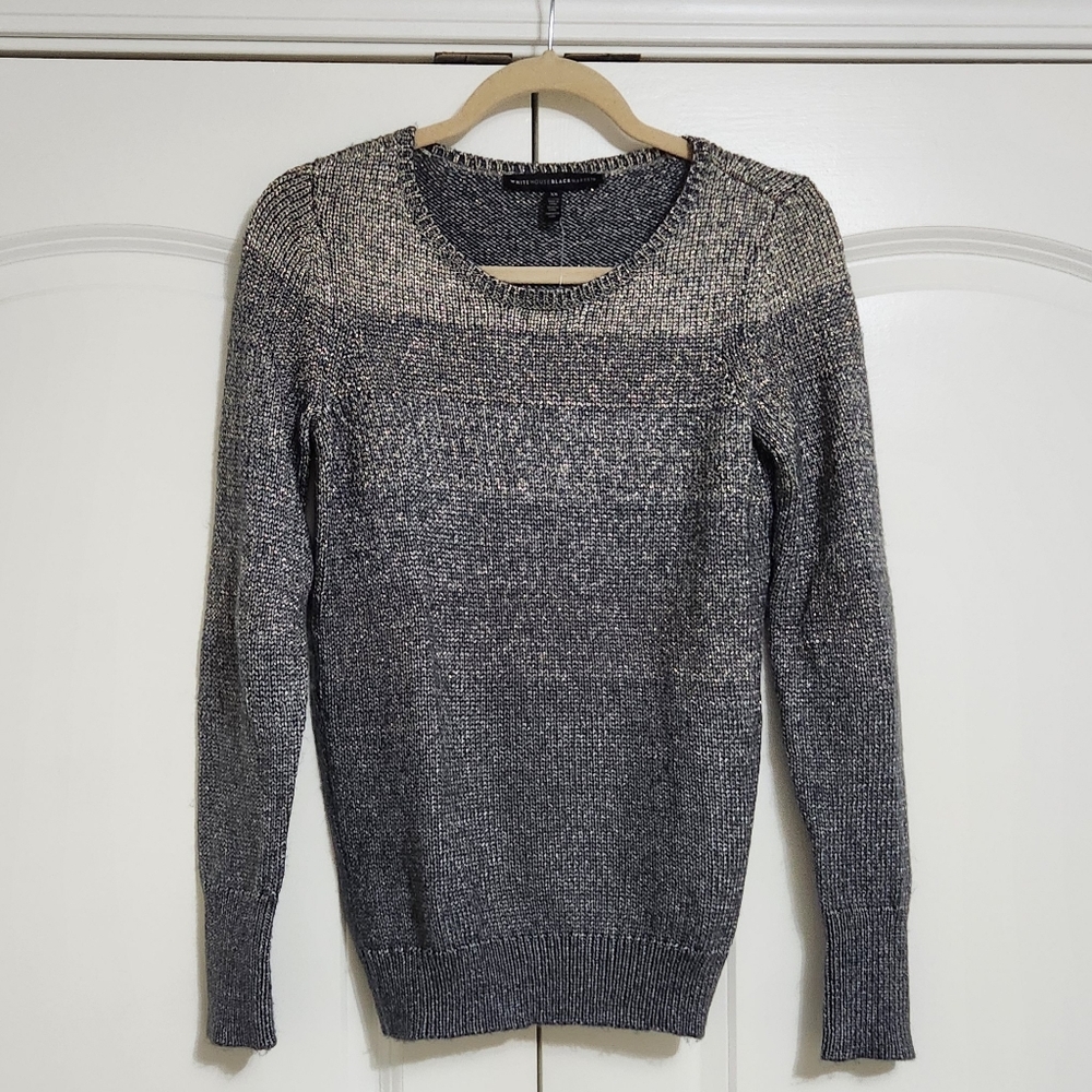 WHBM  Metallic Silver/Gray/ Ombre Knit Sweater Holiday Sweater